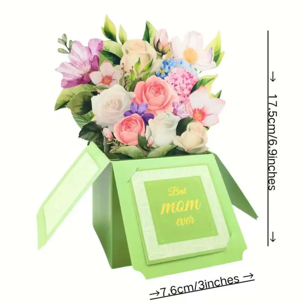 3D Pop-Up Greeting Card Roses Flower Birthday Thank You Mother All Occasion